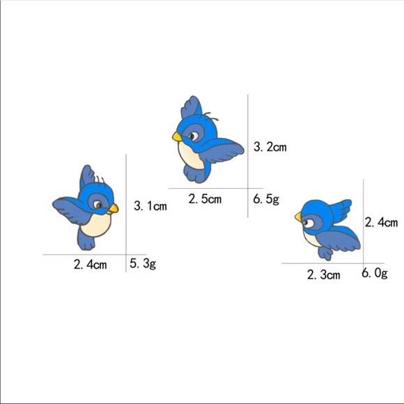 SNOW WHITE BLUE BIRDS ENAMEL PIN SET - Picture 2 of 2